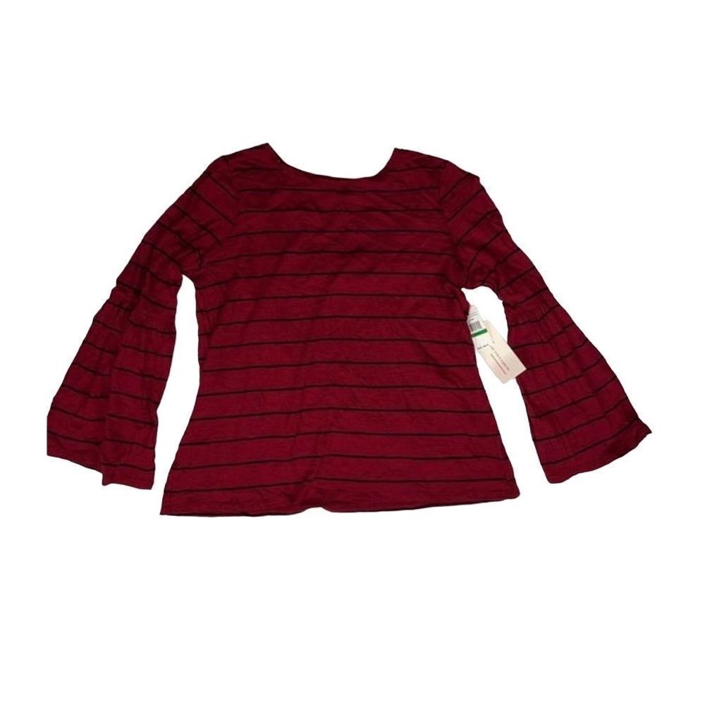 Two by Vince Camuto Long Sleeve Striped Top Red Size L NWT